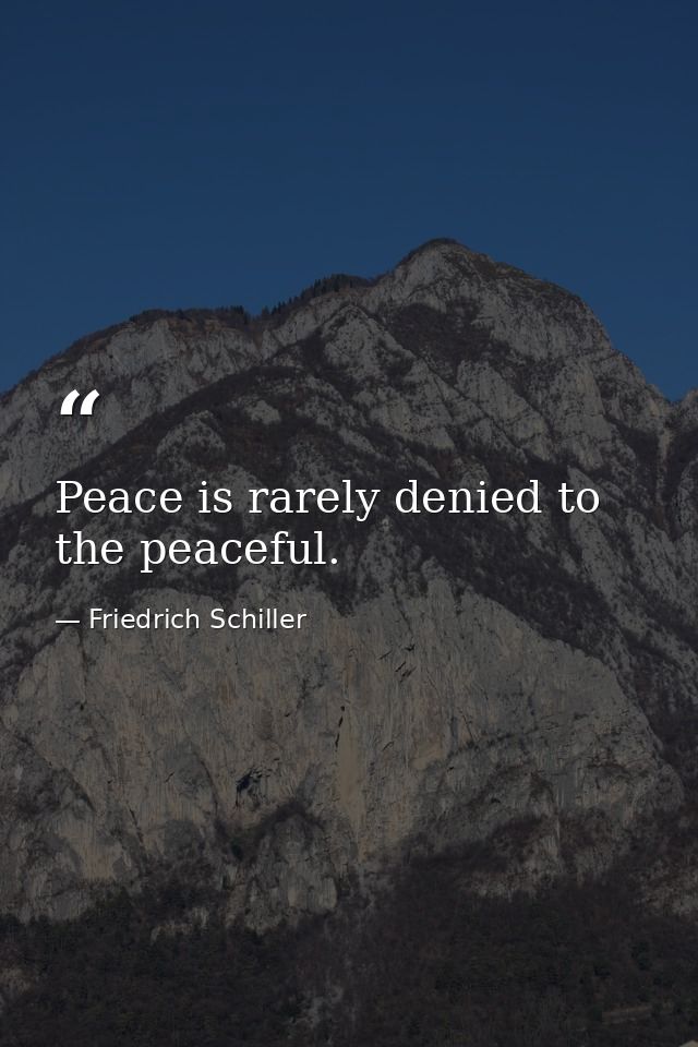 Peace is rarely denied to the peaceful. — Friedrich Schiller