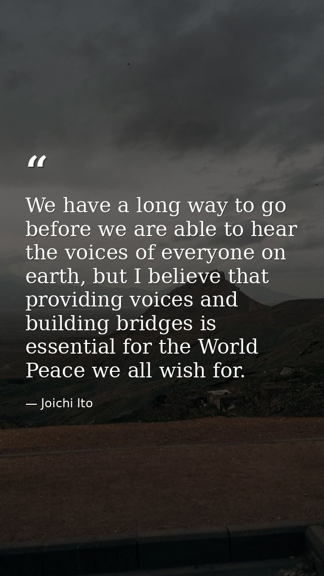 We have a long way to go before we are able to hear the voices of everyone on earth, but I believe that providing voices — Joichi Ito