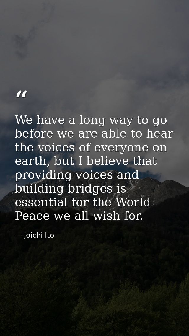 We have a long way to go before we are able to hear the voices of everyone on earth, but I believe that providing voices — Joichi Ito