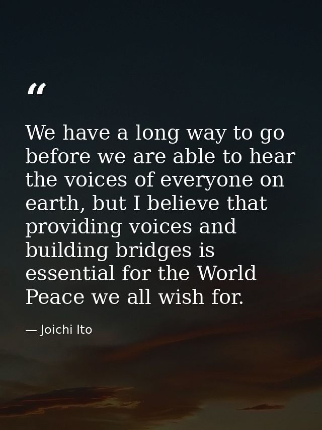 We have a long way to go before we are able to hear the voices of everyone on earth, but I believe that providing voices — Joichi Ito