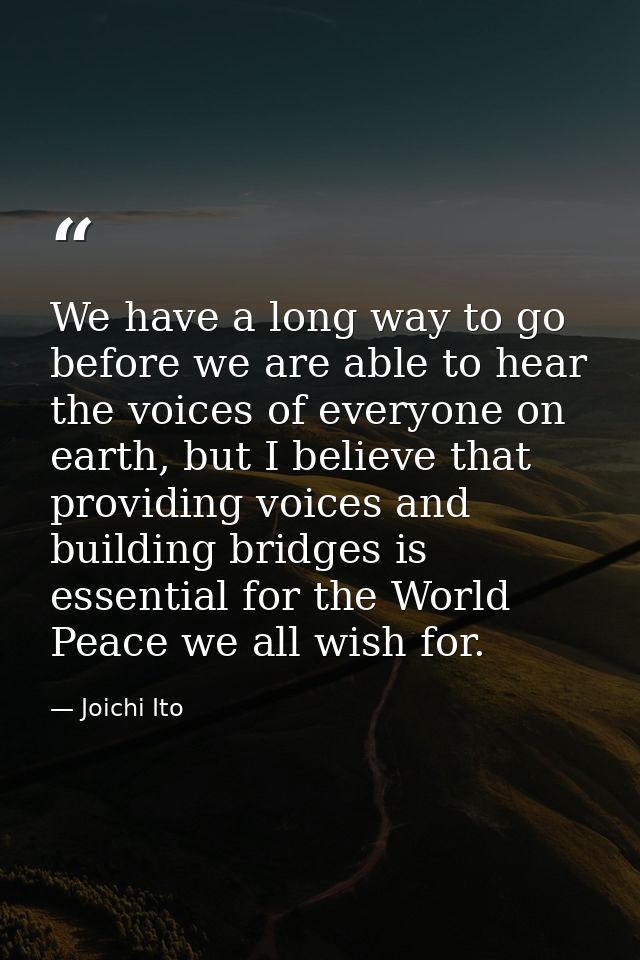 We have a long way to go before we are able to hear the voices of everyone on earth, but I believe that providing voices — Joichi Ito