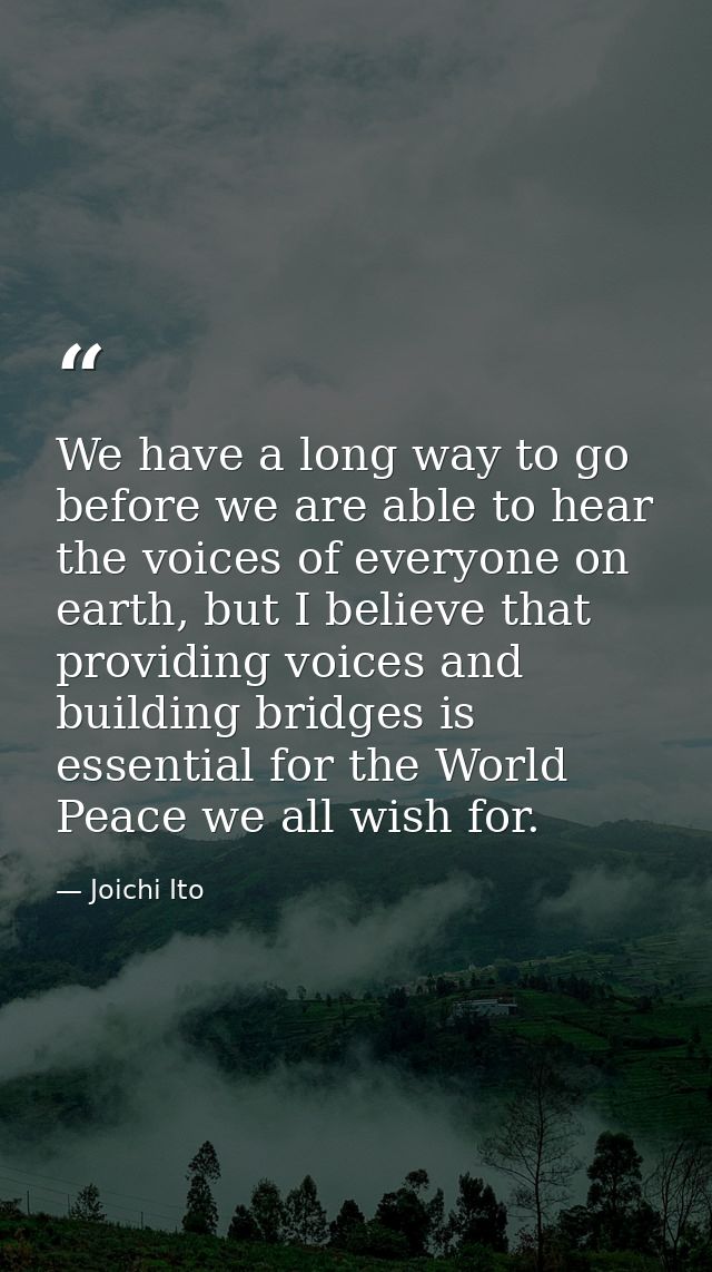 We have a long way to go before we are able to hear the voices of everyone on earth, but I believe that providing voices — Joichi Ito