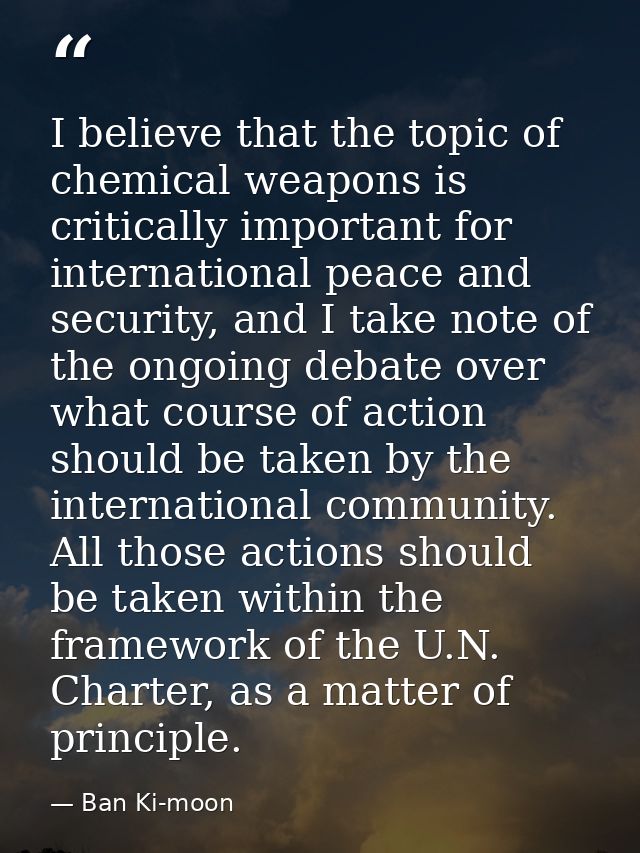I believe that the topic of chemical weapons is critically important for international peace and security, and I take no — Ban Ki-moon