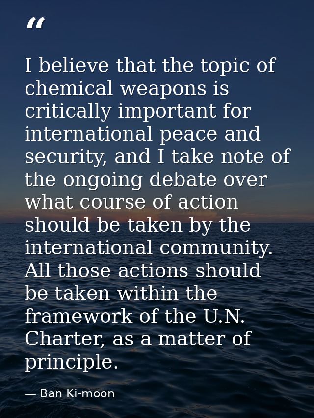 I believe that the topic of chemical weapons is critically important for international peace and security, and I take no — Ban Ki-moon