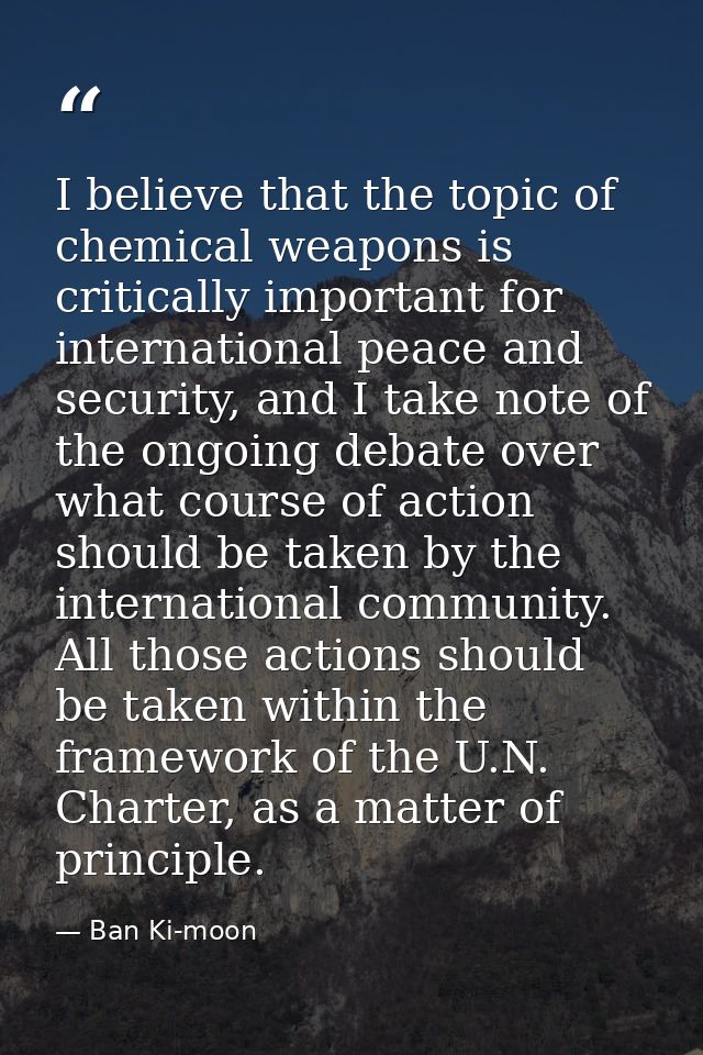 I believe that the topic of chemical weapons is critically important for international peace and security, and I take no — Ban Ki-moon
