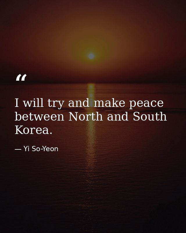 I will try and make peace between North and South Korea. — Yi So-Yeon