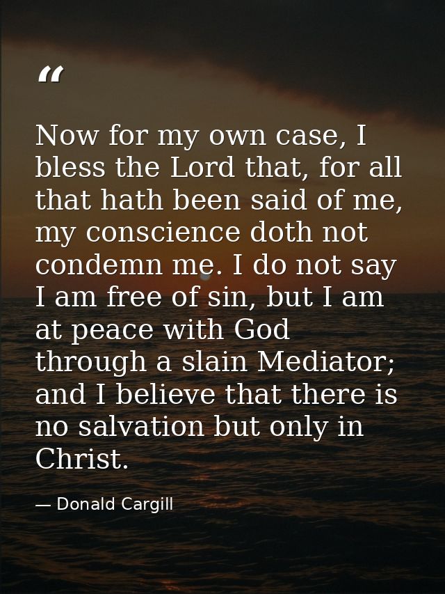 Now for my own case, I bless the Lord that, for all that hath been said of me, my conscience doth not condemn me. I do n — Donald Cargill