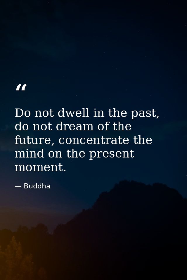 Do not dwell in the past, do not dream of the future, concentrate the mind on the present moment. — Buddha