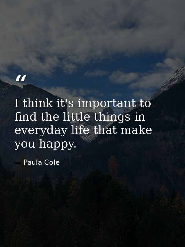 I think it's important to find the little things in everyday life that make you happy. — Paula Cole
