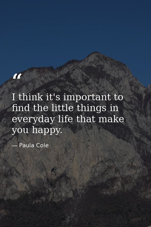 I think it's important to find the little things in everyday life that make you happy. — Paula Cole