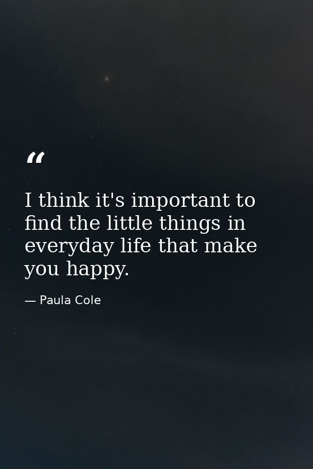 I think it's important to find the little things in everyday life that make you happy. — Paula Cole