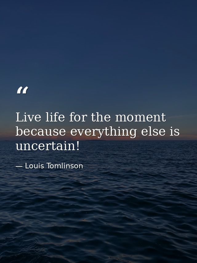 Live life for the moment because everything else is uncertain! — Louis Tomlinson