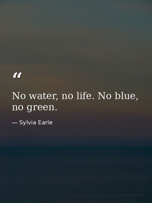 No water, no life. No blue, no green. — Sylvia Earle