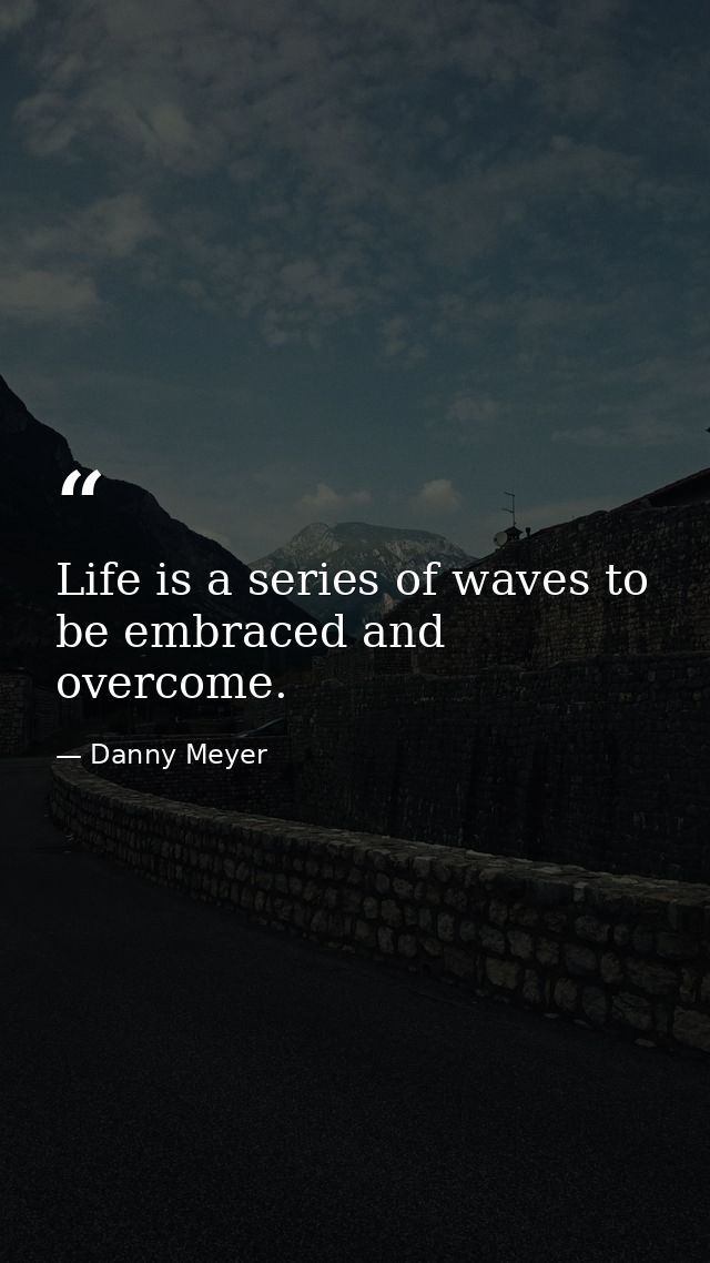 Life is a series of waves to be embraced and overcome. — Danny Meyer