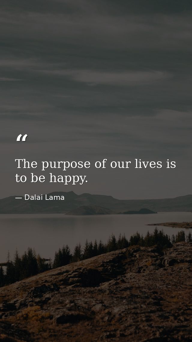 The purpose of our lives is to be happy. — Dalai Lama