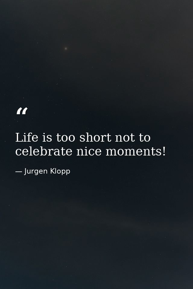 Life is too short not to celebrate nice moments! — Jurgen Klopp