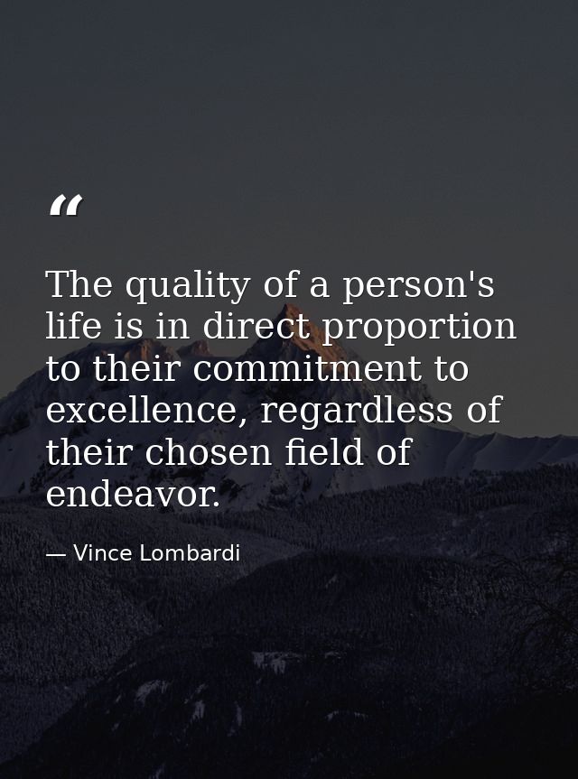 The quality of a person's life is in direct proportion to their commitment to excellence, regardless of their chosen fie — Vince Lombardi