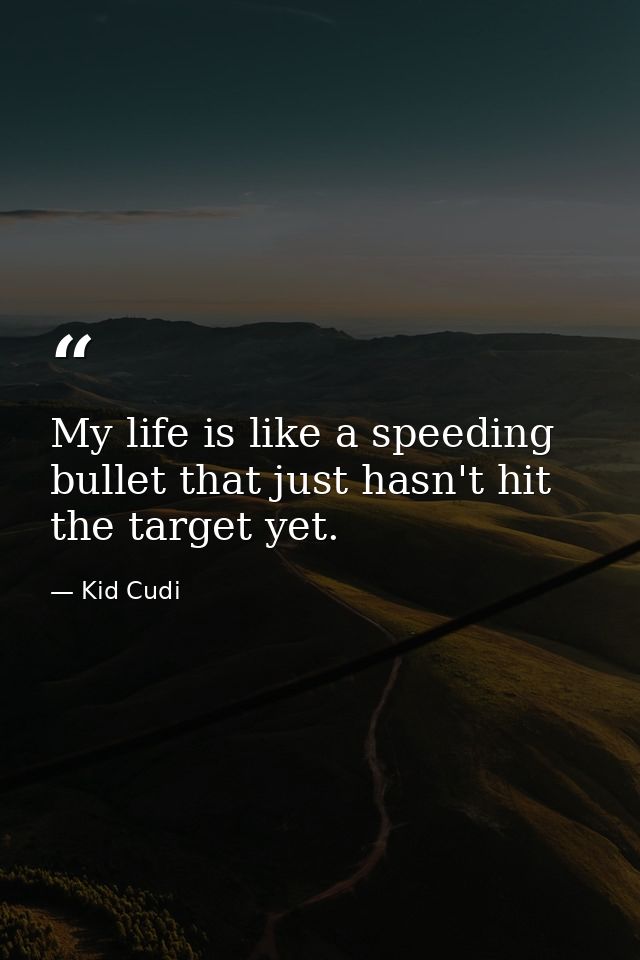 My life is like a speeding bullet that just hasn't hit the target yet. — Kid Cudi