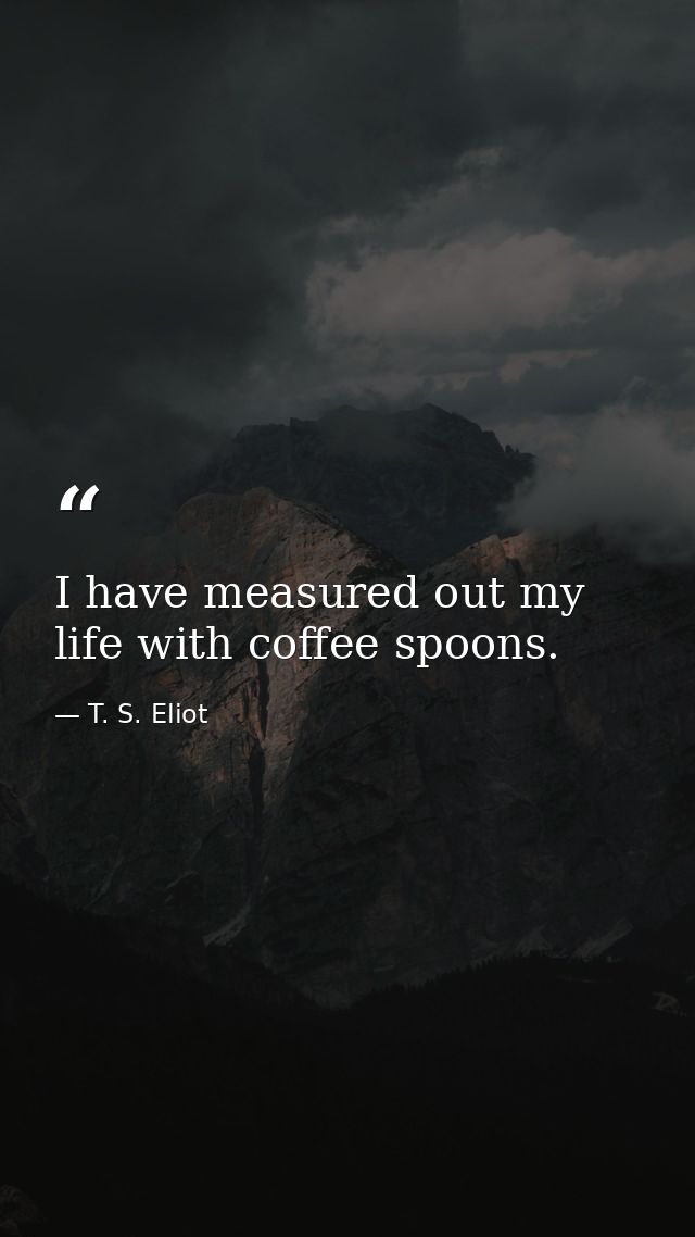 I have measured out my life with coffee spoons. — T. S. Eliot