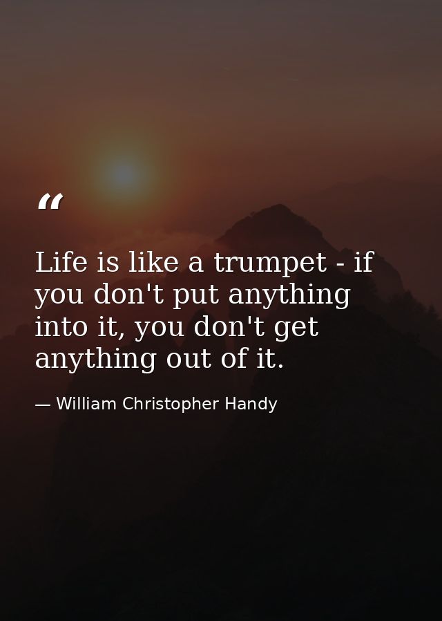 Life is like a trumpet - if you don't put anything into it, you don't get anything out of it. — William Christopher Handy