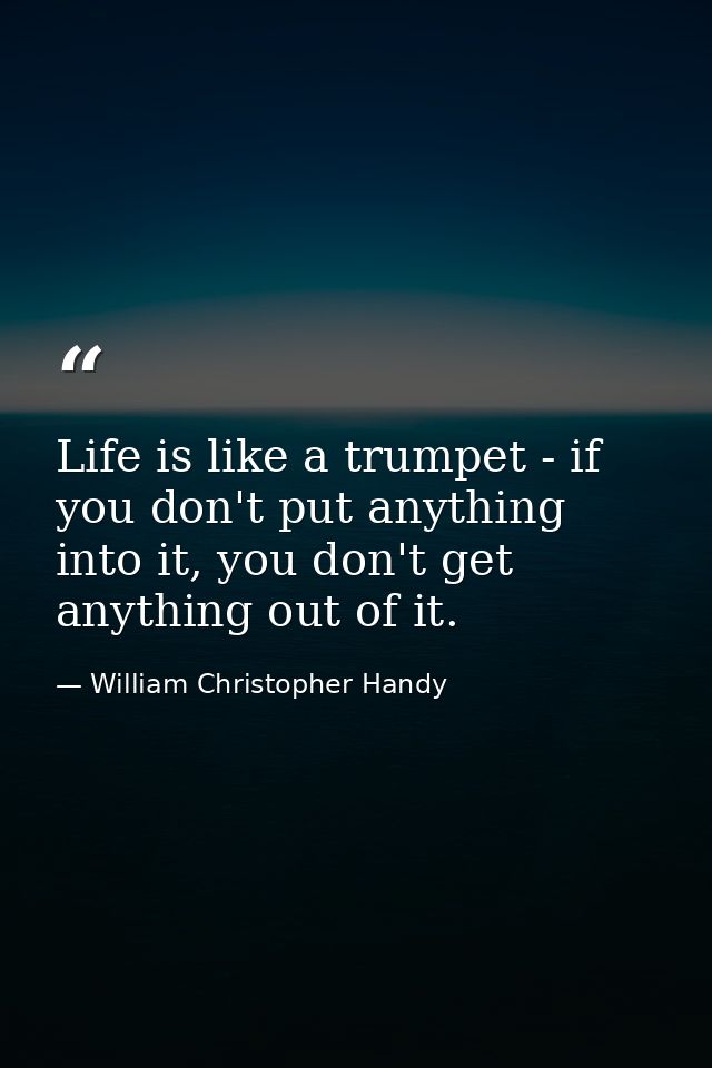 Life is like a trumpet - if you don't put anything into it, you don't get anything out of it. — William Christopher Handy