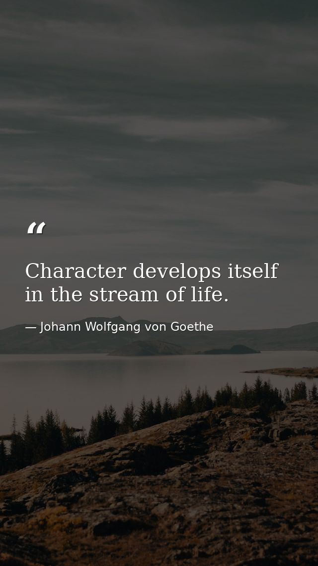 Character develops itself in the stream of life. — Johann Wolfgang von Goethe