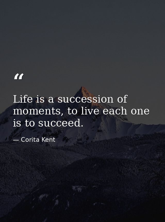 Life is a succession of moments, to live each one is to succeed. — Corita Kent