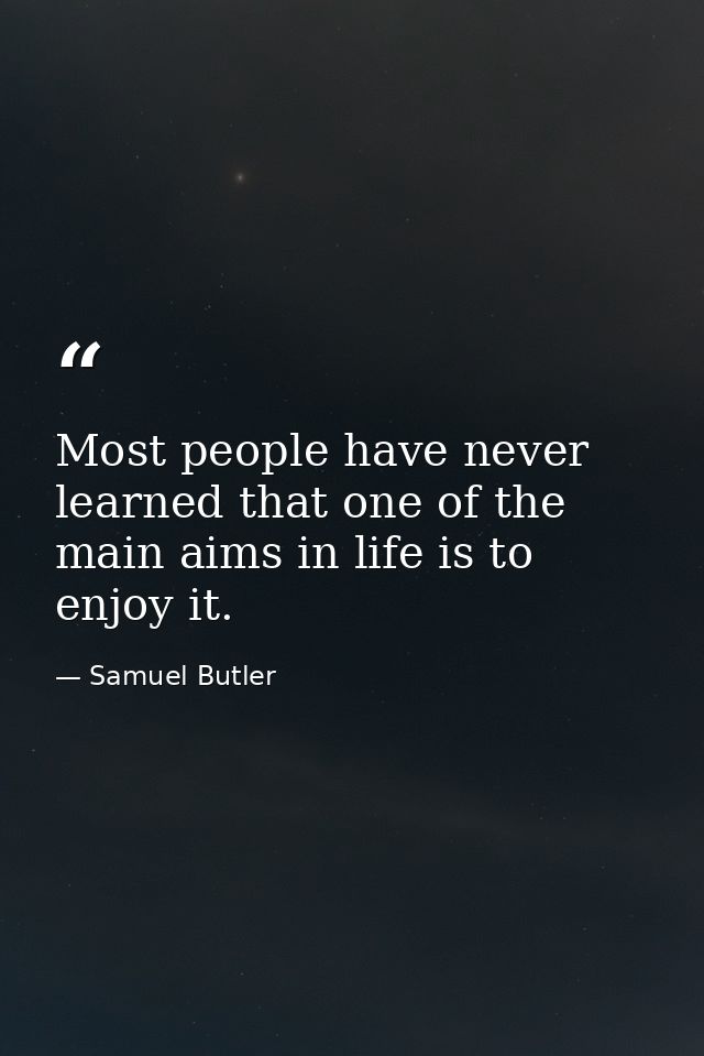 Most people have never learned that one of the main aims in life is to enjoy it. — Samuel Butler