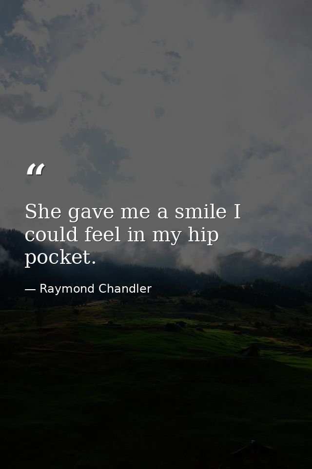 She gave me a smile I could feel in my hip pocket. — Raymond Chandler