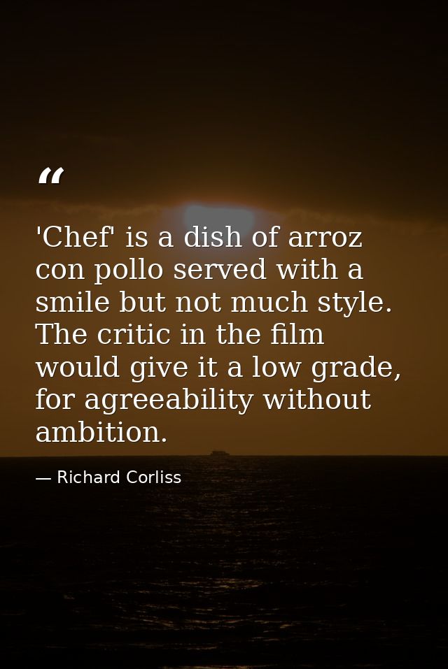 'Chef' is a dish of arroz con pollo served with a smile but not much style. The critic in the film would give it a low g — Richard Corliss