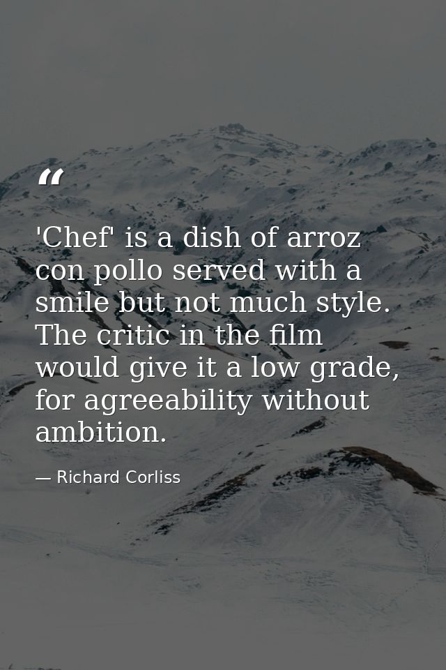 'Chef' is a dish of arroz con pollo served with a smile but not much style. The critic in the film would give it a low g — Richard Corliss