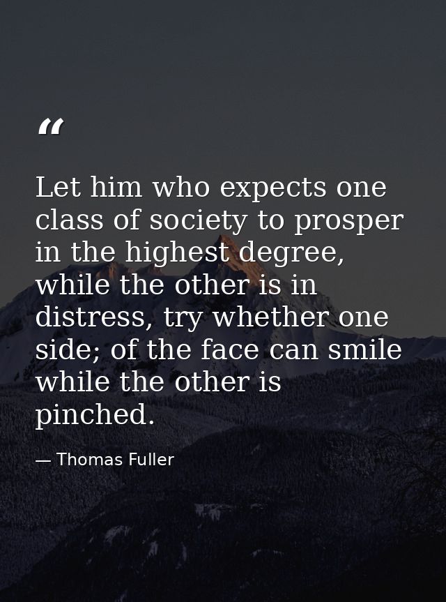 Let him who expects one class of society to prosper in the highest degree, while the other is in distress, try whether o — Thomas Fuller