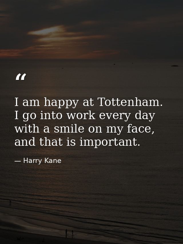 I am happy at Tottenham. I go into work every day with a smile on my face, and that is important. — Harry Kane