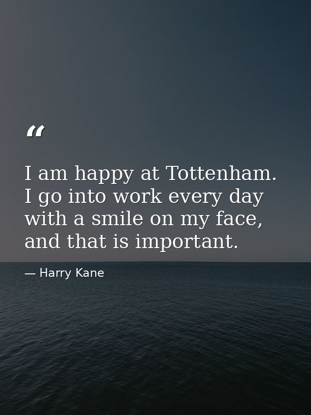 I am happy at Tottenham. I go into work every day with a smile on my face, and that is important. — Harry Kane