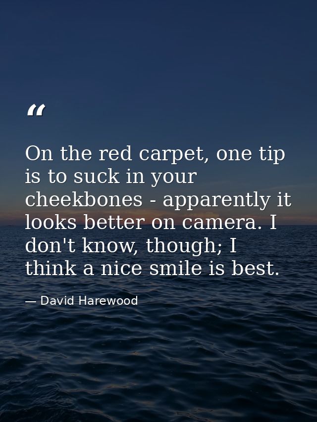 On the red carpet, one tip is to suck in your cheekbones - apparently it looks better on camera. I don't know, though; I — David Harewood