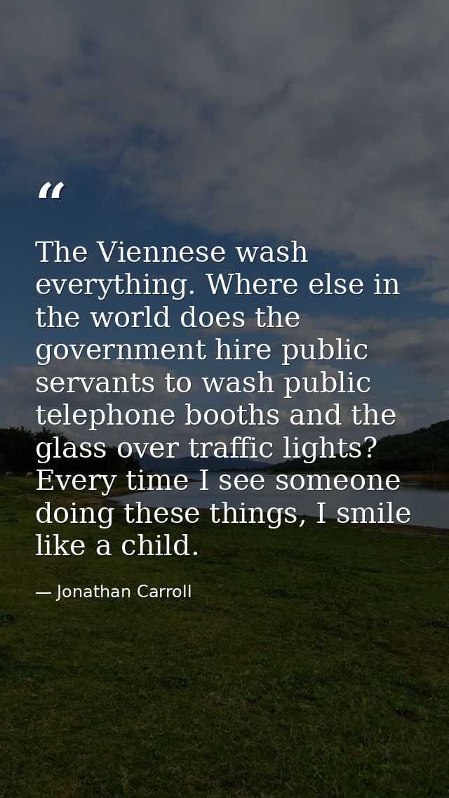 The Viennese wash everything. Where else in the world does the government hire public servants to wash public telephone  — Jonathan Carroll