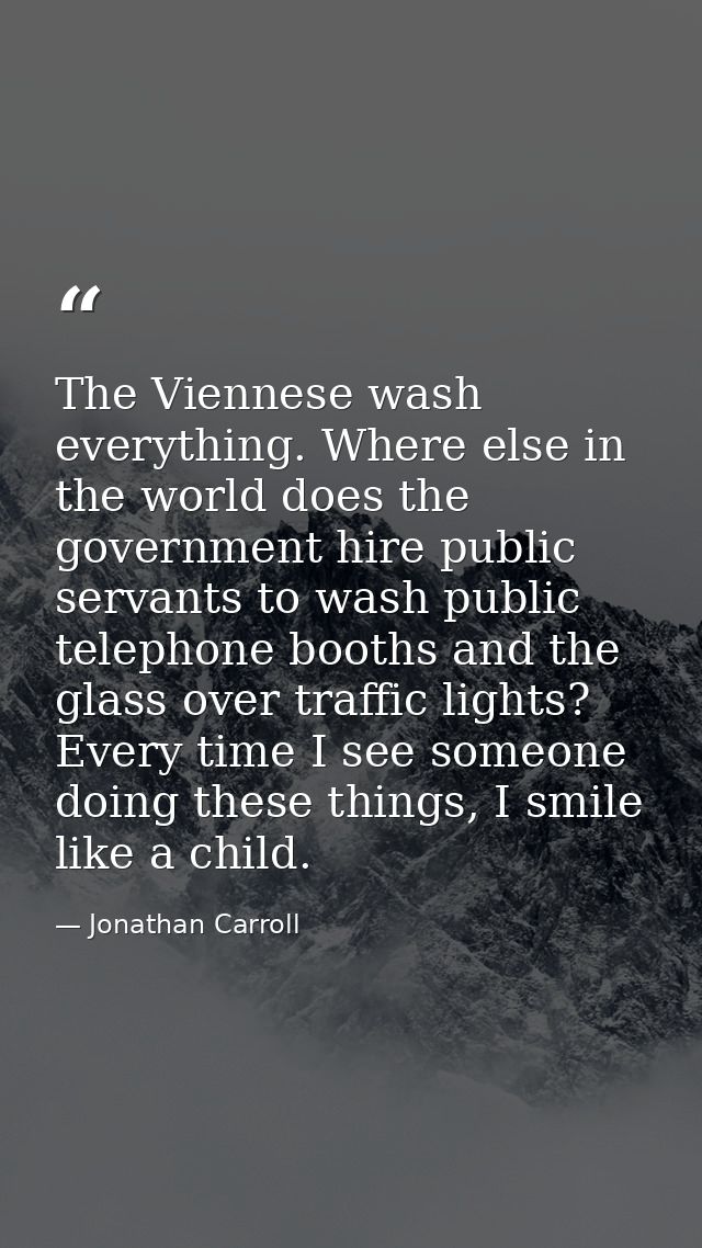 The Viennese wash everything. Where else in the world does the government hire public servants to wash public telephone  — Jonathan Carroll