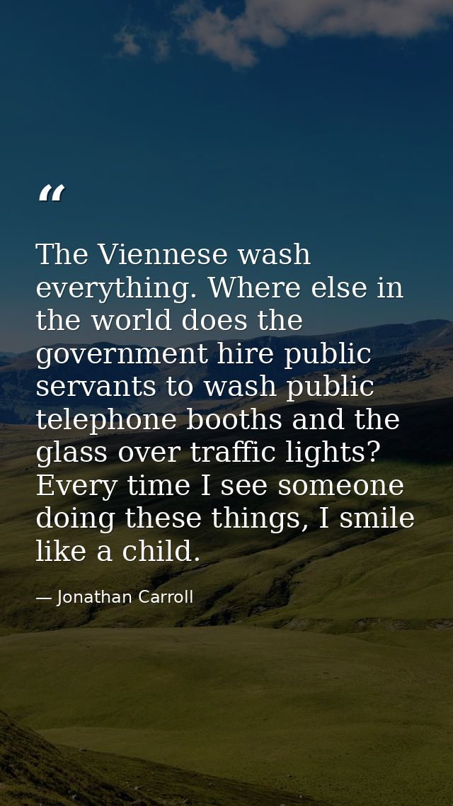 The Viennese wash everything. Where else in the world does the government hire public servants to wash public telephone  — Jonathan Carroll