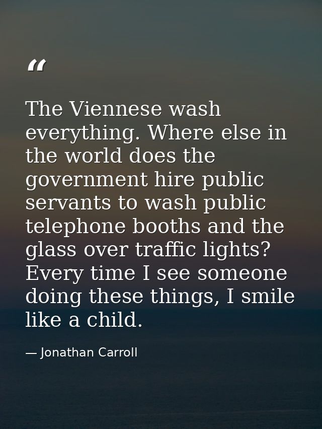 The Viennese wash everything. Where else in the world does the government hire public servants to wash public telephone  — Jonathan Carroll