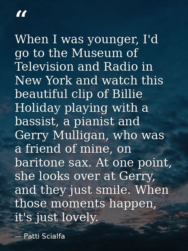 When I was younger, I'd go to the Museum of Television and Radio in New York and watch this beautiful clip of Billie Hol — Patti Scialfa
