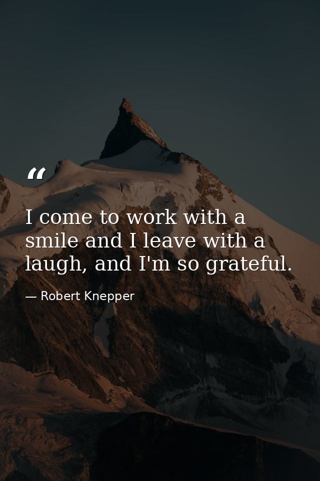 I come to work with a smile and I leave with a laugh, and I'm so grateful. — Robert Knepper