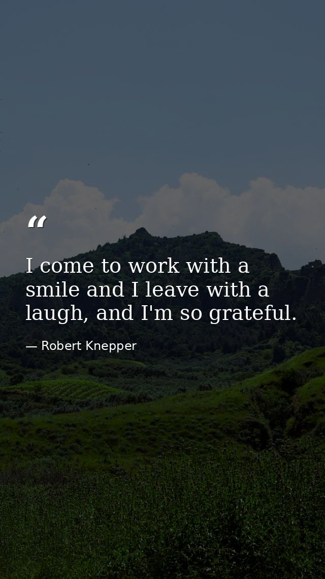 I come to work with a smile and I leave with a laugh, and I'm so grateful. — Robert Knepper