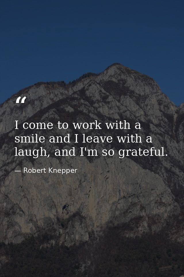 I come to work with a smile and I leave with a laugh, and I'm so grateful. — Robert Knepper