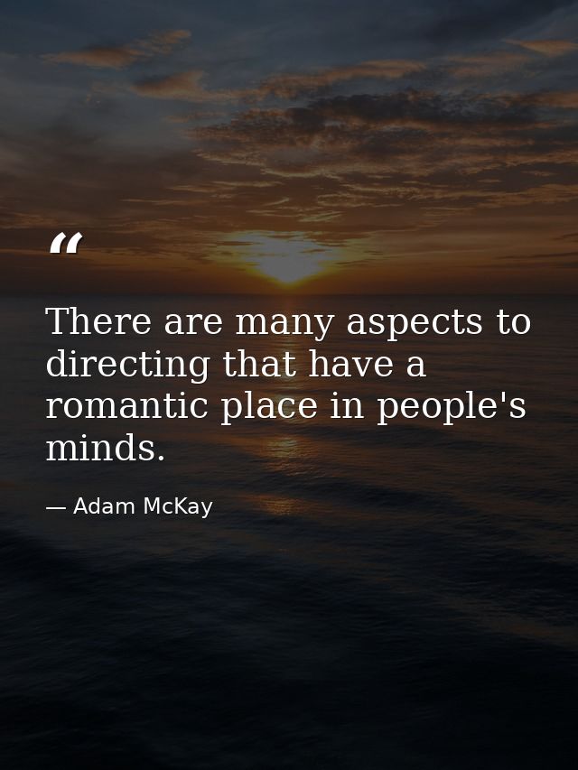 There are many aspects to directing that have a romantic place in people's minds. — Adam McKay