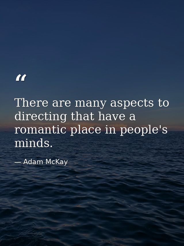 There are many aspects to directing that have a romantic place in people's minds. — Adam McKay