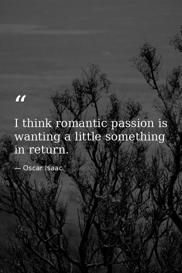 I think romantic passion is wanting a little something in return. — Oscar Isaac