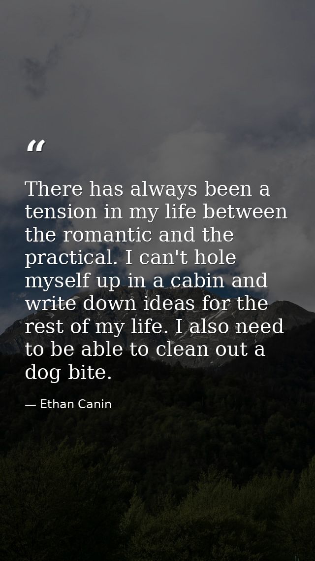 There has always been a tension in my life between the romantic and the practical. I can't hole myself up in a cabin and — Ethan Canin