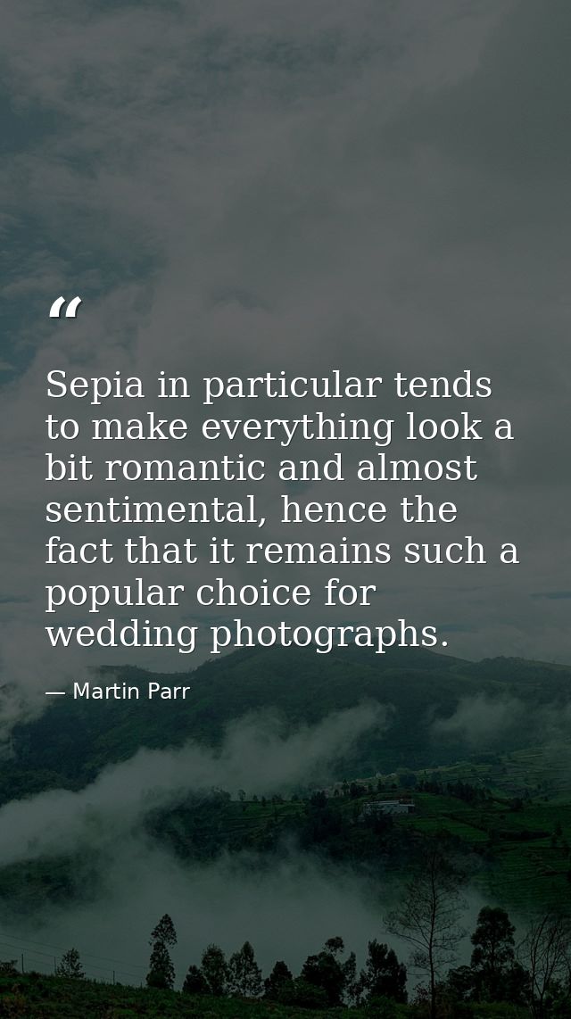 Sepia in particular tends to make everything look a bit romantic and almost sentimental, hence the fact that it remains  — Martin Parr
