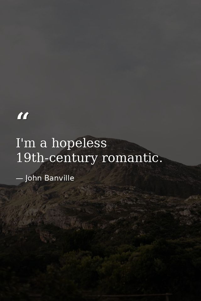 I'm a hopeless 19th-century romantic. — John Banville