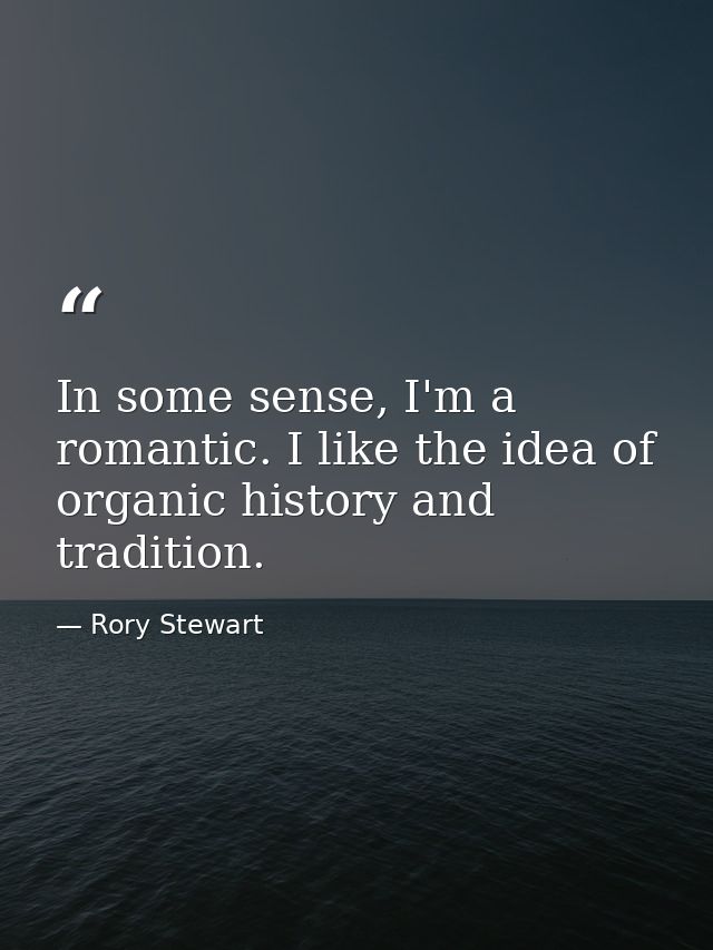 In some sense, I'm a romantic. I like the idea of organic history and tradition. — Rory Stewart